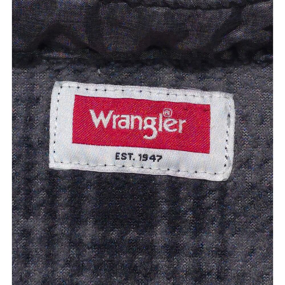 Wrangler Mens XL Black Grey Plaid Polar Fleece Shirt Jacket Shacket - Picture 5 of 13